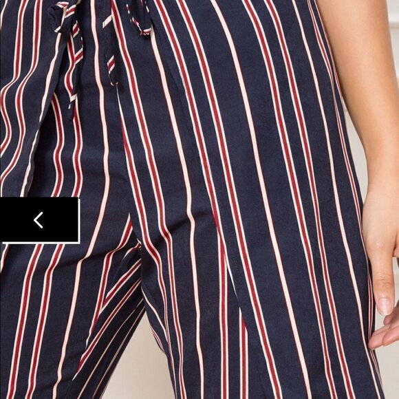 Revolve Superdown Morgan Navy, Red and White Striped Tie Front Pants - Picture 3 of 12